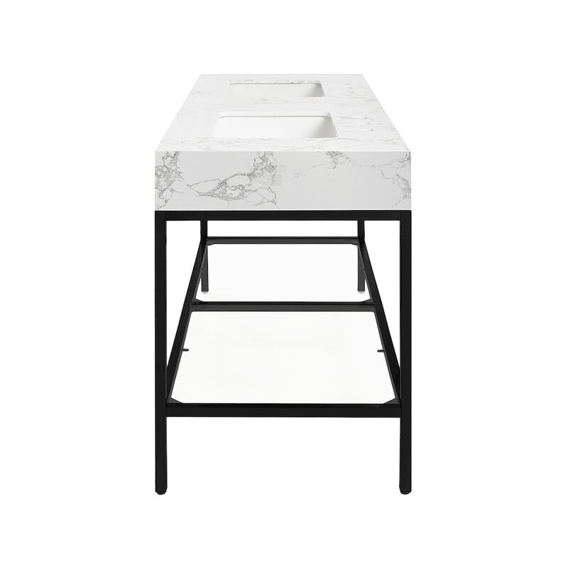 Meridian Furniture Marmo White Engineered Marble Bathroom Vanity