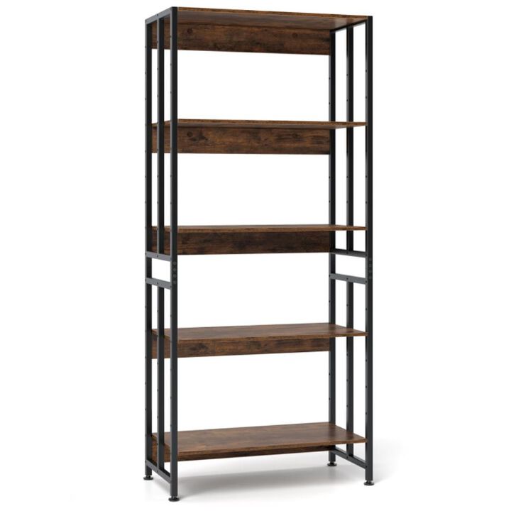 Hivvago 5-Tier Bookshelf with Adjustable and Tiltable Shelves