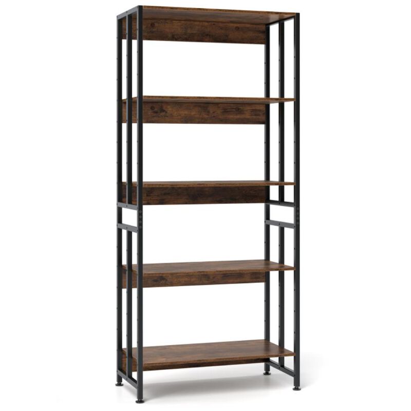 Hivvago 5-Tier Bookshelf with Adjustable and Tiltable Shelves