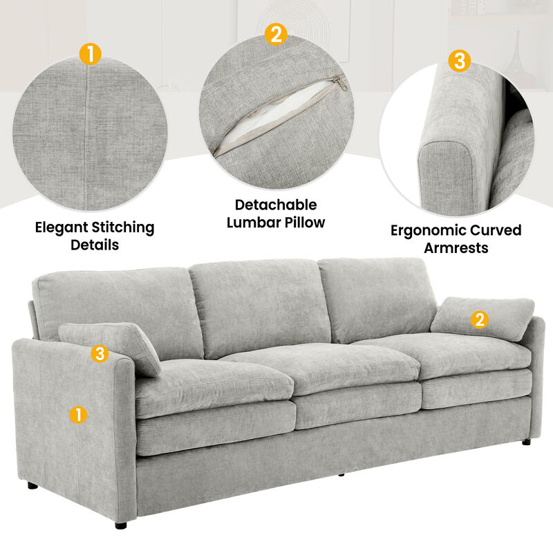 Whisen 89" Cozy 3-seater Sofa, Oversized Comfy Cloud Sofa, Double Cushion 3-seater Sofa image number 7
