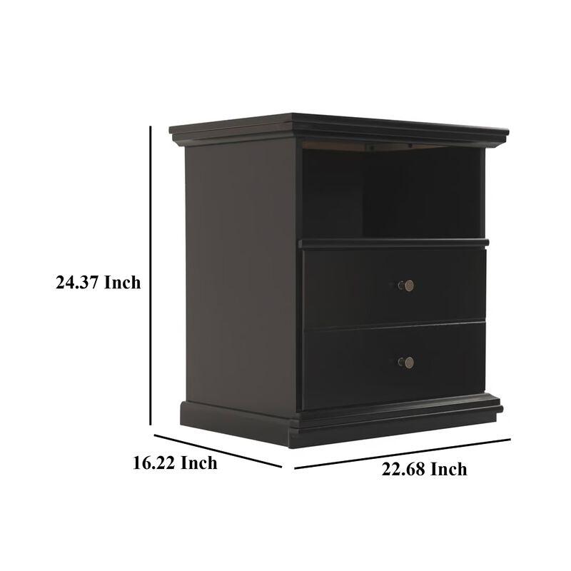 Boli Nightstand, 1 Storage Drawers, 24 Inch, Black Molded Trim Details