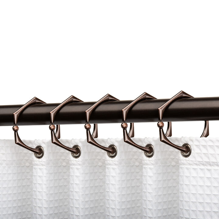 Utopia Alley Rust-Proof Zinc Hexagon-Shaped Shower Curtain Hooks with Clasp Closure, Shower Hooks Hangers for Bathroom, Kitchen Utensils, Curtains, Clothing, Towels etc - Set of 12