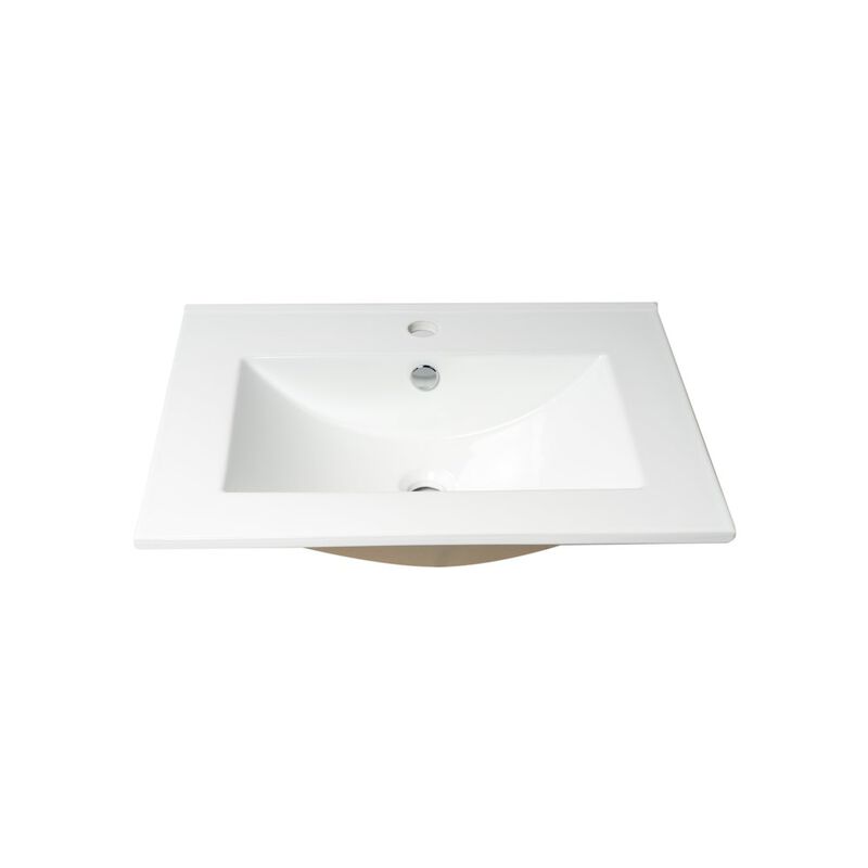 ALFI brand White 25 Rectangular Drop In Ceramic Sink with Faucet Hole