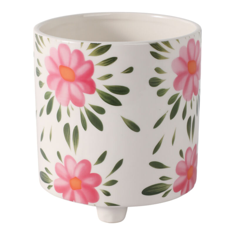 6" Footed Hand Painted Planter image number 0