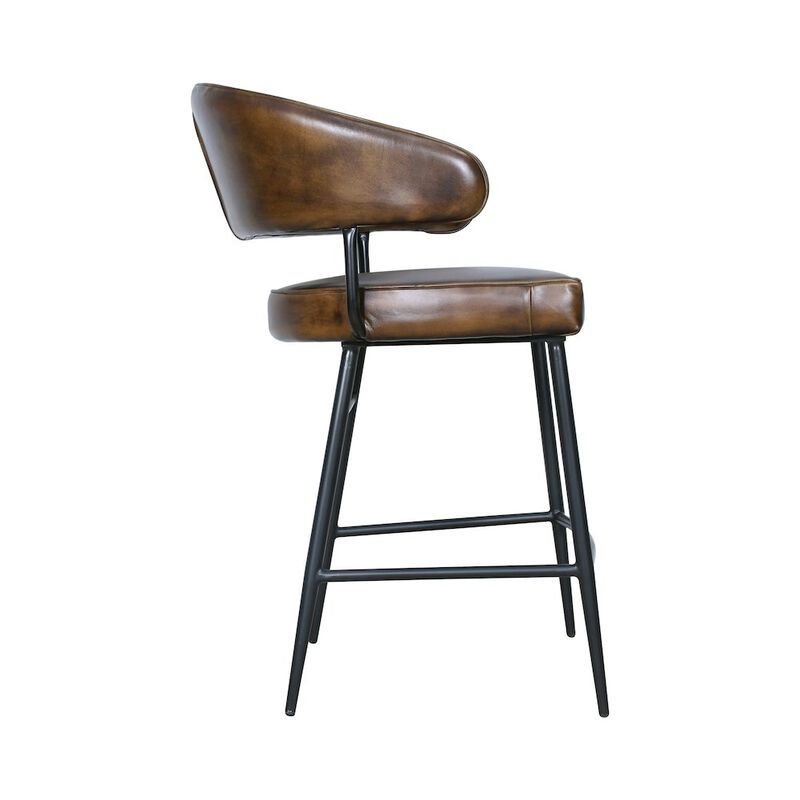 World Interiors Brisbane Dover Counter Chair in Washed Chestnut Leather image number 3