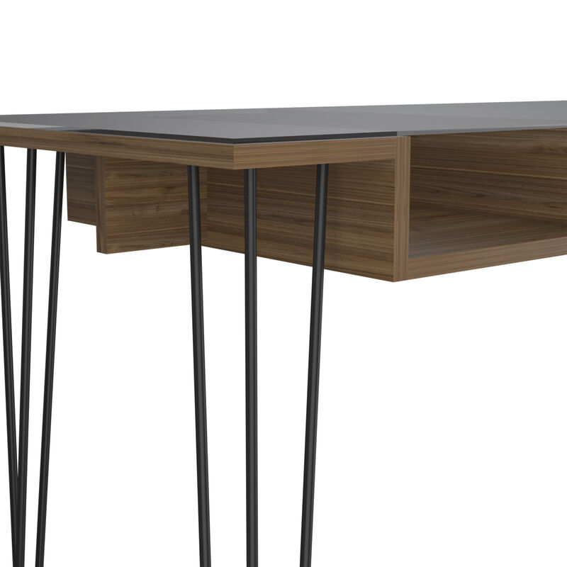 Arizona 140 Writing Desk, Hairpin Legs, One Shelf, Mahogany image number 4