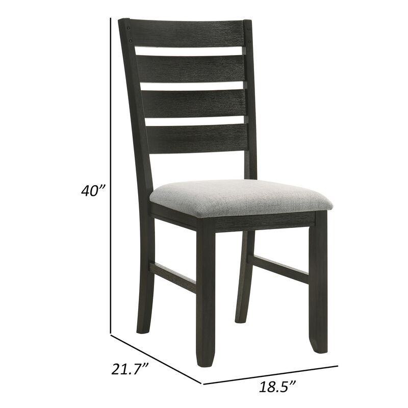 Woodlands 22 Inch Side Chair Set of 2, Soft Gray Fabric Seat, Brown Wood - Benzara