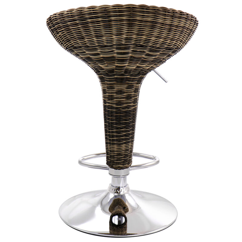 Elama 2 Piece Adjustable Backless Wicker Bar Stool in Brown with Chrome Base image number 3