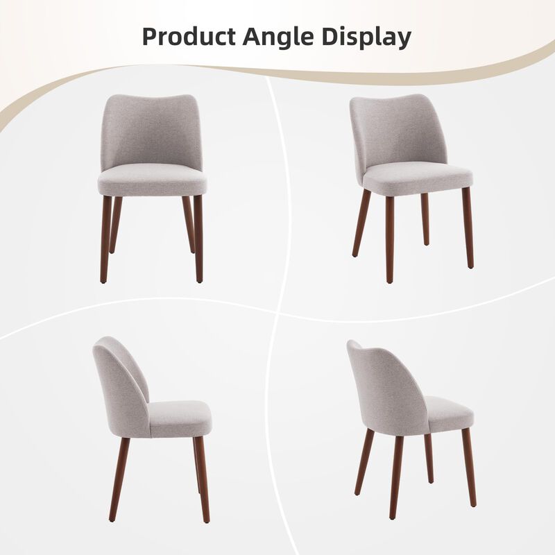 2 Pack Modern Wingback Dining Chairs, Linen Fabric Thick Cushion High Back Chairs with Rubberwood Legs for Home Dining Use image number 3