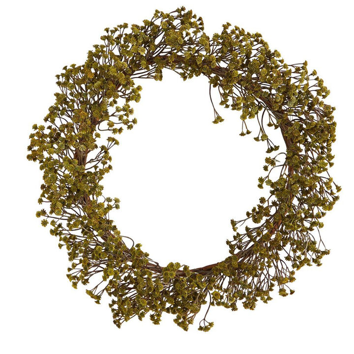 Nearly Natural 20-in Autumn Gypsophila Artificial Wreath