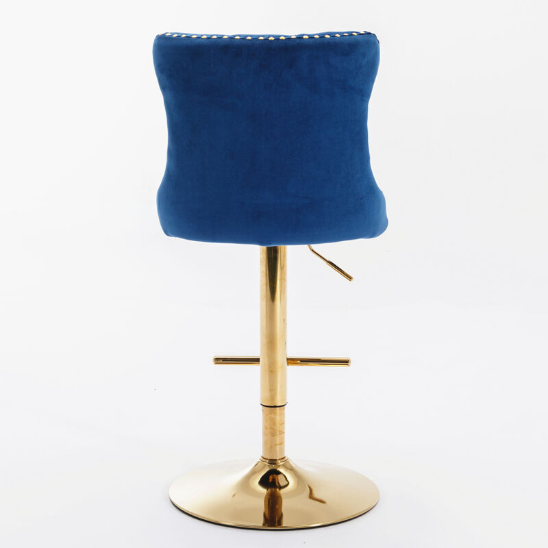 Streamdale Modern Blue Velvet Bar Stools, Set of 2 image number 5