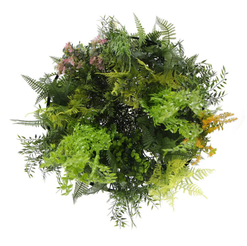 Black Framed Roof Hanging Disc With Draping Faux Plants 24" image number 8