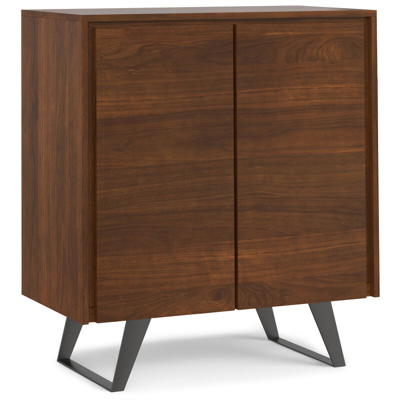 Lowry SOLID WOOD and Metal 39 inch Wide Modern Industrial Medium Storage Cabinet in Walnut Veneer