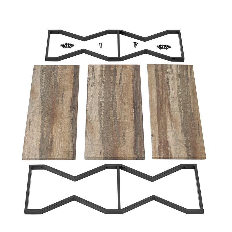 Rustic Industrial 3-Tier Zigzag Floating Wall Shelf