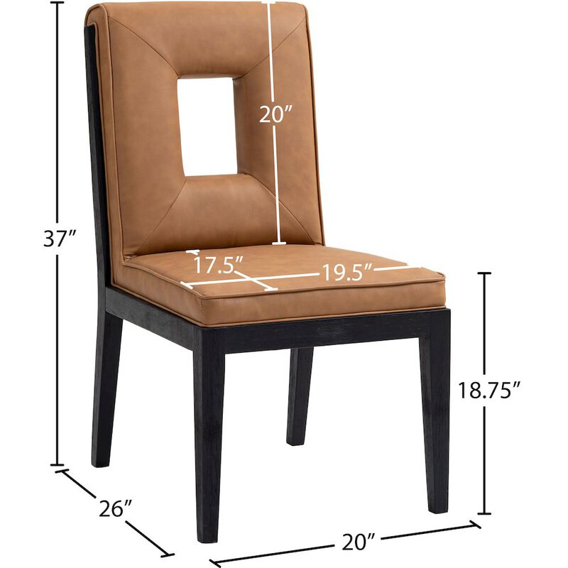 Meridian Furniture Gwendolyn Cognac Vegan Leather Dining Side Chair, Set of 2