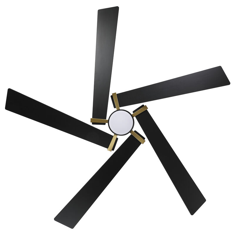 60" Modern Industrial Black Reversible Dimmable 5 Aero Blades Ceiling Fan with Light and Remote image number 6