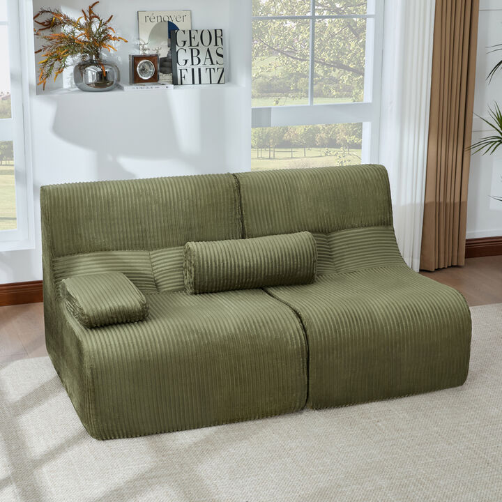 Merax Customizable Modular Sofa with Corduroy Upholstery, Easy Delivery via Compression Packaging