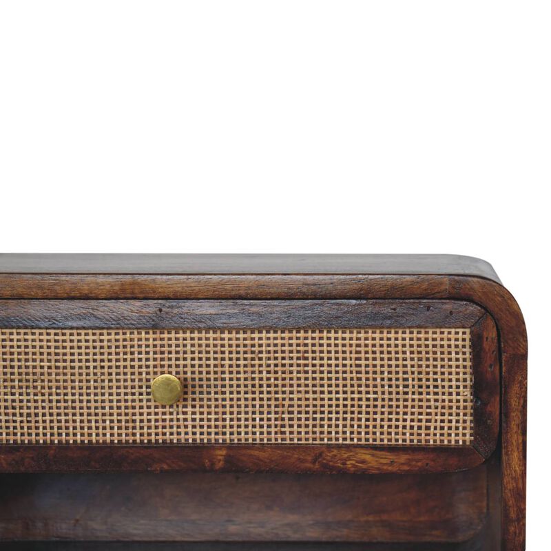 Artisan Furniture Solid Wood Chestnut Wall Mounted Open Woven Bedside