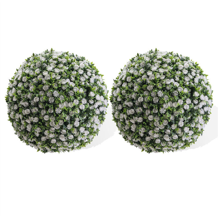 Artificial Topiary Flower Balls, Set of 2 Decorative Topiary Balls Hanging Grass Ball