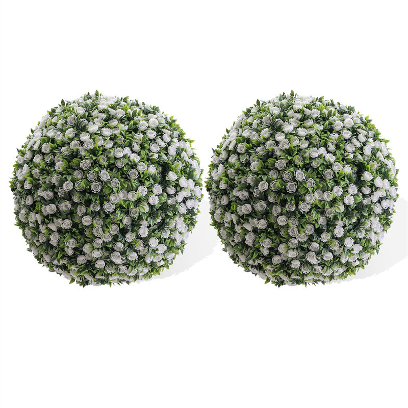 Artificial Topiary Flower Balls, Set of 2 Decorative Topiary Balls Hanging Grass Ball image number 0
