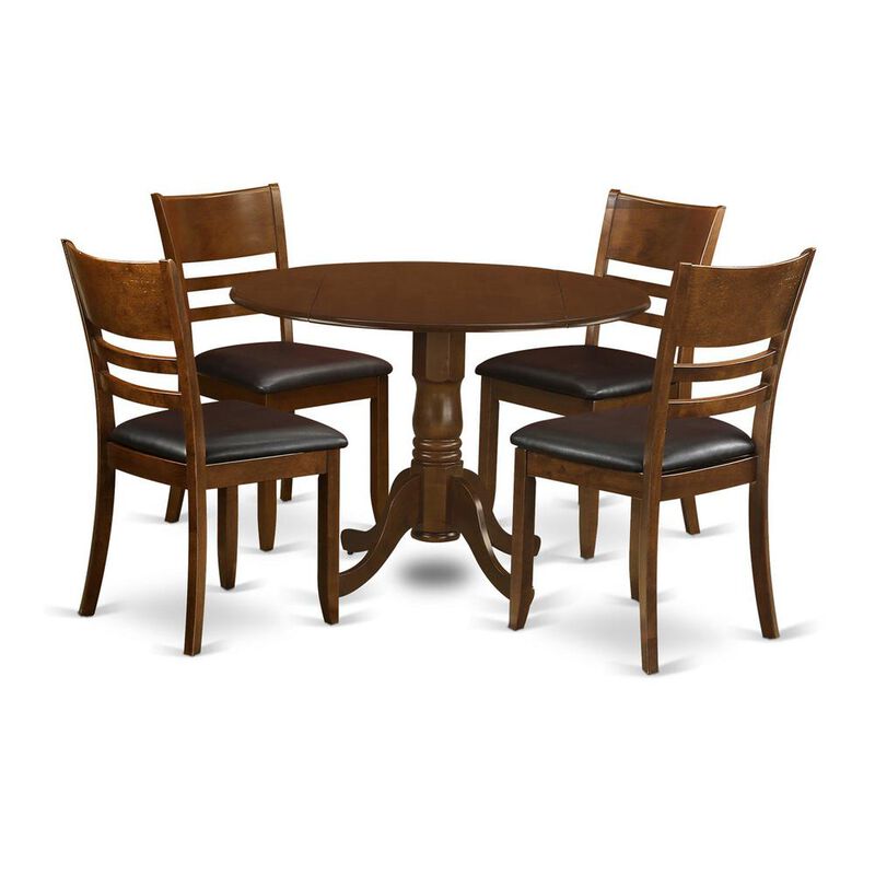 East West Furniture 5  Pc  Dinette  Table  with  2drop-leaf  and  4  Leather  Kitchen  Chairs