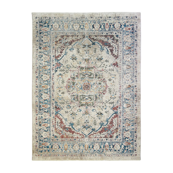 HomeRoots Oriental Distressed Area Rug With Fringe