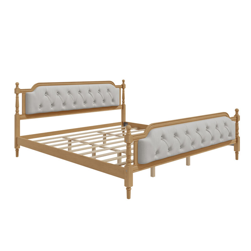 Merax Traditional Style Platform Bed Frame with Tufted Headboard