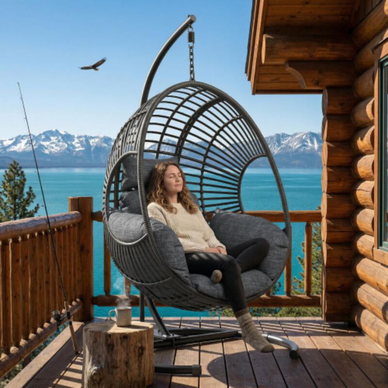 Hivvago 42 Inch Lounge Swing Chair with Protective Cover image number 1