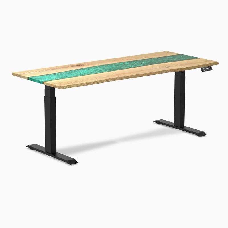 Desky Dual Resin Hardwood Sit Stand Desk image number 0