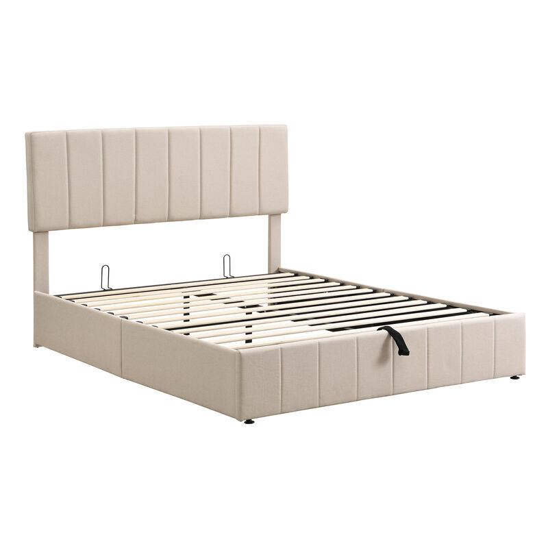 Whisen Modern Style Queen Size Upholstered Platform Bed with Hydraulic Storage System