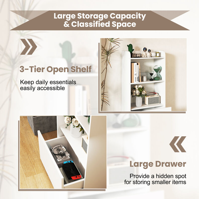 Freestanding 3-Tier Bookcase with Open Shelving for Living Room or Study