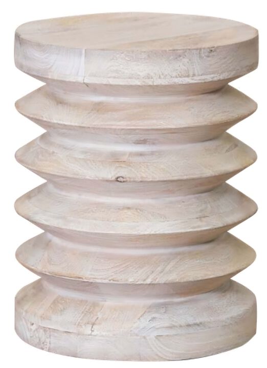 Rustic Round End Table with Solid Wood Construction for Home Interiors