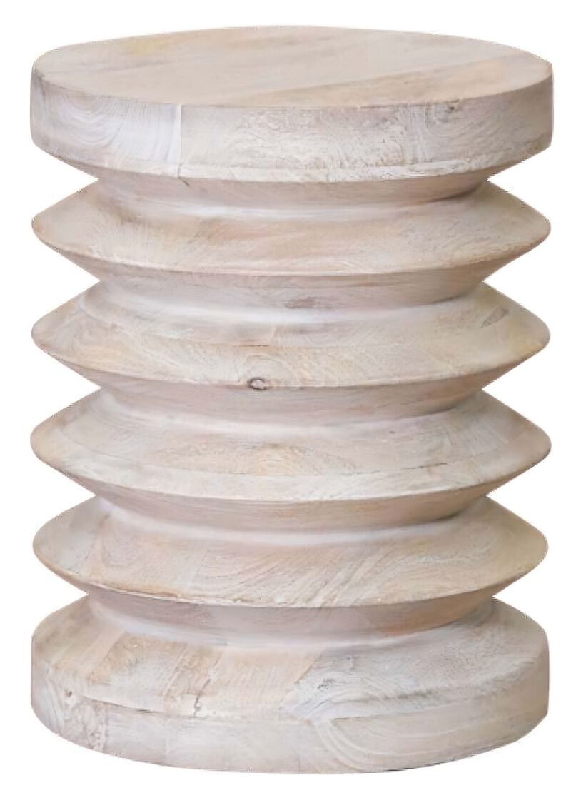 Rustic Round End Table with Solid Wood Construction for Home Interiors