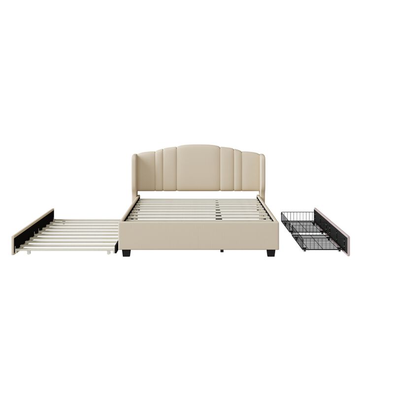 Dolf Queen Linen Upholstered Platform Bed Frame image number 5