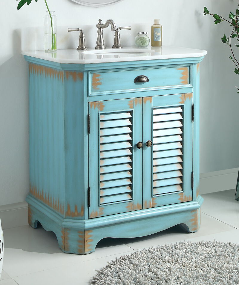 32 Inch Benton Collection Rustic Blue Bathroom Sink Vanity image number 4