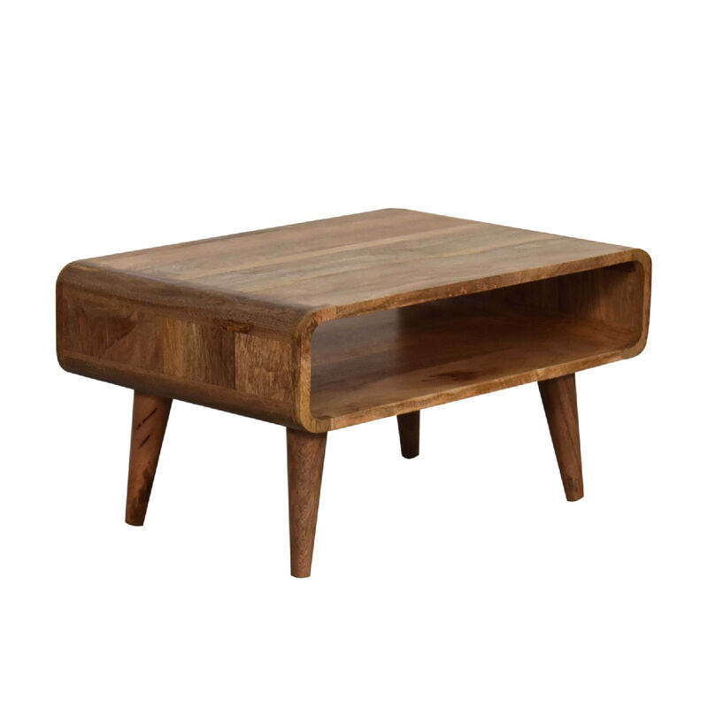 HomeRoots 26" Brown Solid Wood Open Shelving TV Stand image number 3