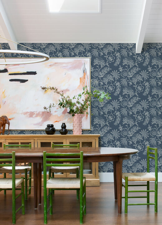 Maeve Dark Blue Jacobean Trail Wallpaper