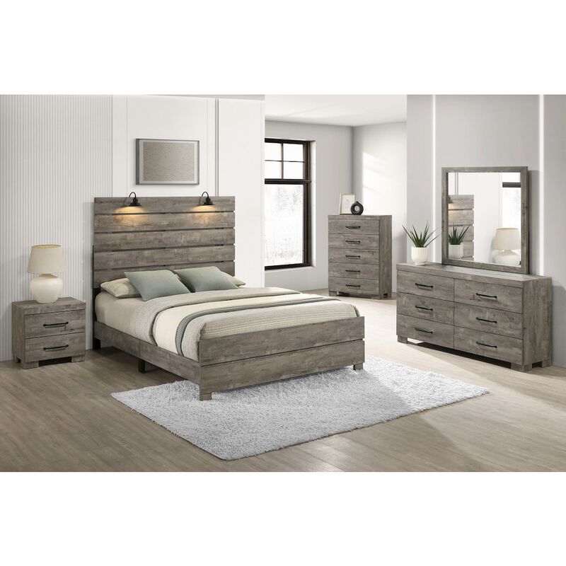 Best Quality Furniture 5Pc Modern Eastern King Size Panel Bedroom Set In Antique Gray Color