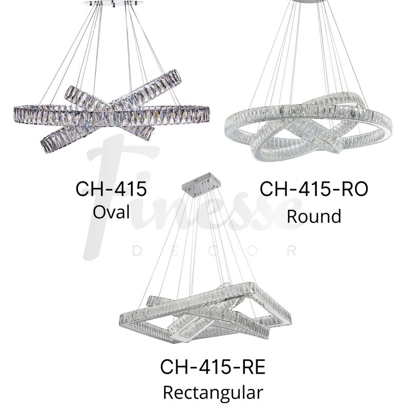Crystal Elegance Chandelier Chrome Crystal Integrated LED 3 Rectangles