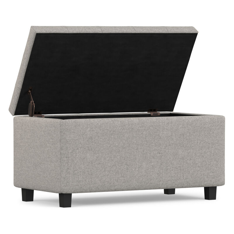 Cosmopolitan 34 inch Wide Transitional Rectangle Storage Ottoman in Cloud Grey Linen Look Fabric, Assembled image number 3