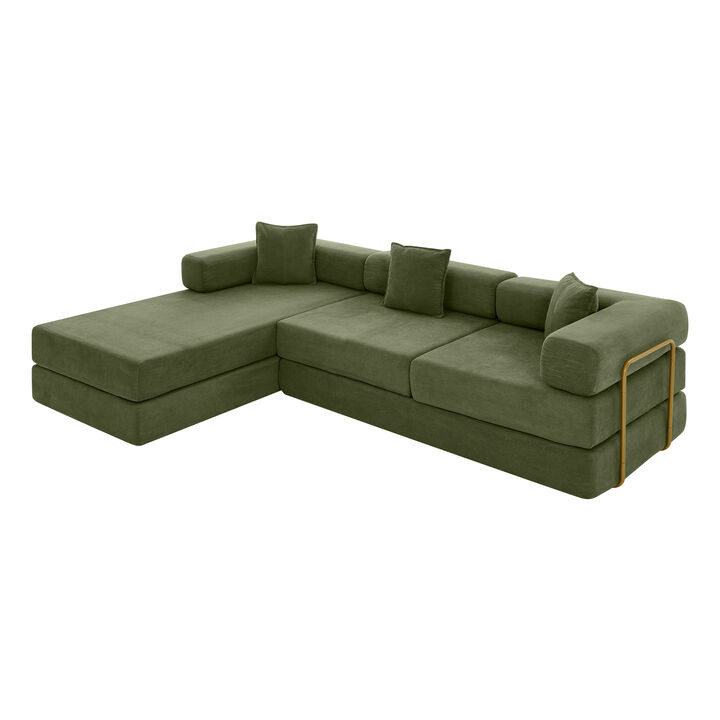 Merax Convertible Modular Corduroy Sectional Sofa Bed