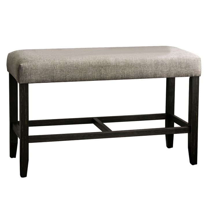 25 Inch Padded Wooden Counter Height Bench, Gray-Benzara
