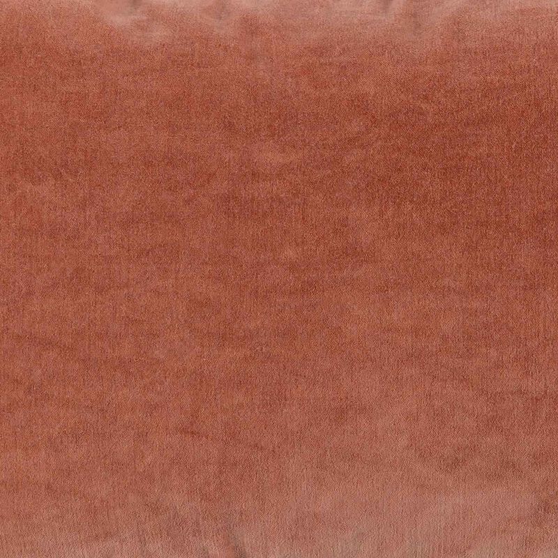 Rectangular Fabric Throw Pillow with Solid Color and Piped Edges, Terra Cotta - Benzara