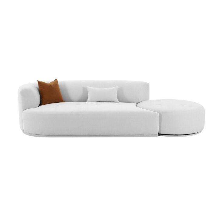 Fickle Grey Velvet 2-Piece Chaise Modular LAF Sofa