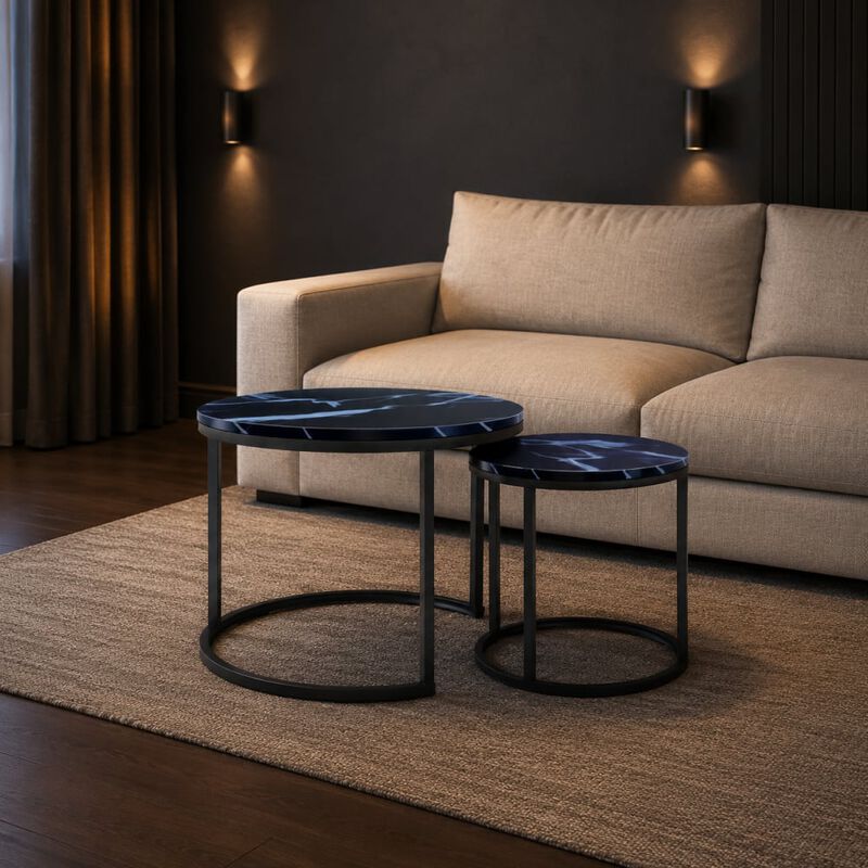 GOODSILO Set of 2 Nesting Coffee Tables Flexible Separable Combined Design for Living Room Bedroom Apartment Small Space Use as Side Table Nightstand Display Shelf image number 3