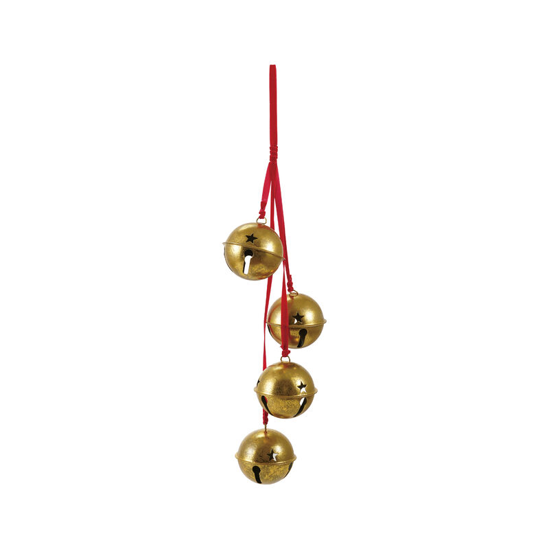 Gold-Finished Iron Bells on Velvet Ribbon image number 0