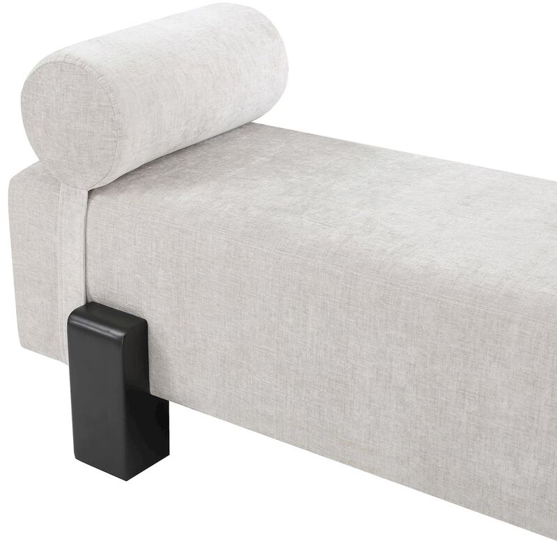 Meridian Furniture Edison Light Grey Chenille Fabric Bench