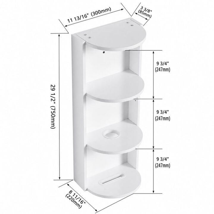 ELEMENT ACE 12 Inch Wall-Mounted Bath Storage Rack with Float Mounting Design, 3-Tier Organizer for Space-Saving Bathroom Storage