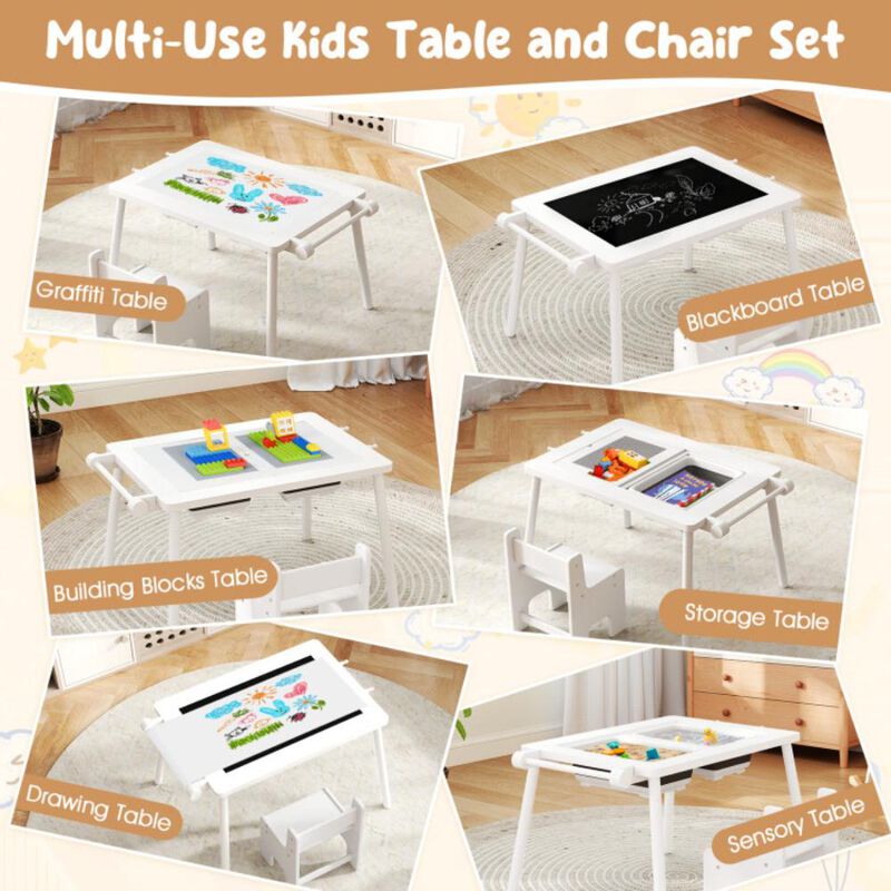 Hivvago Sensory Table and Chair Set for Kids 2-8 with Foldable Bins
