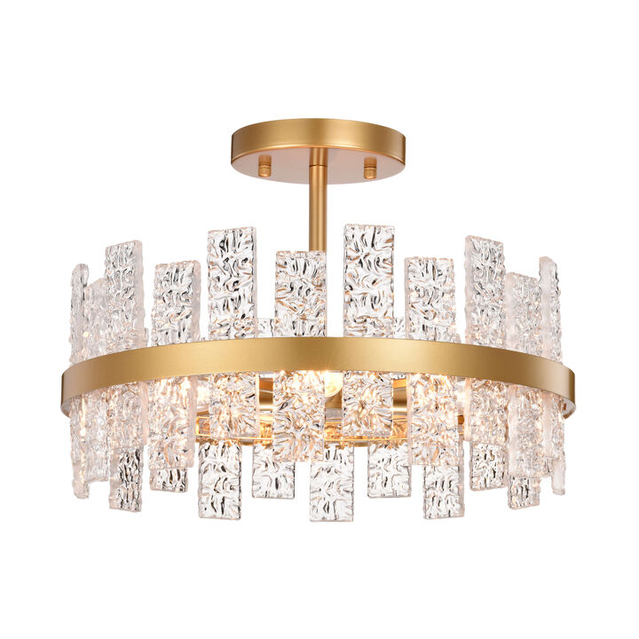 Gina Glossy Bronze 4-light Drum Glass Strip Flush Mount